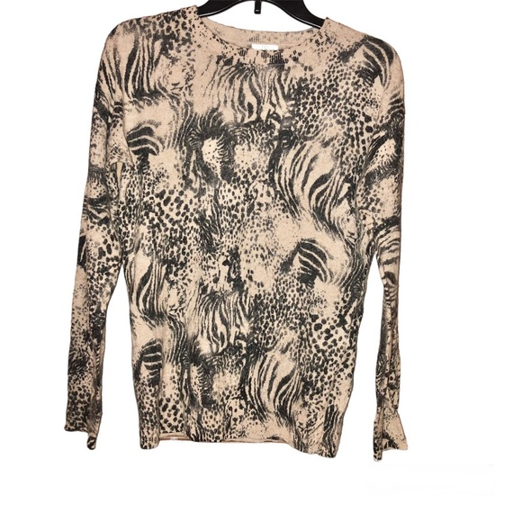 BP Wool Blend Animal Print‎ Leopard Cheetah Sweater Tan Small - Picture 1 of 5